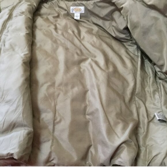 Talbots Women Size Large Quilted Vest Khaki Tan Zip & Snap Close Zip Pockets - Picture 10 of 11